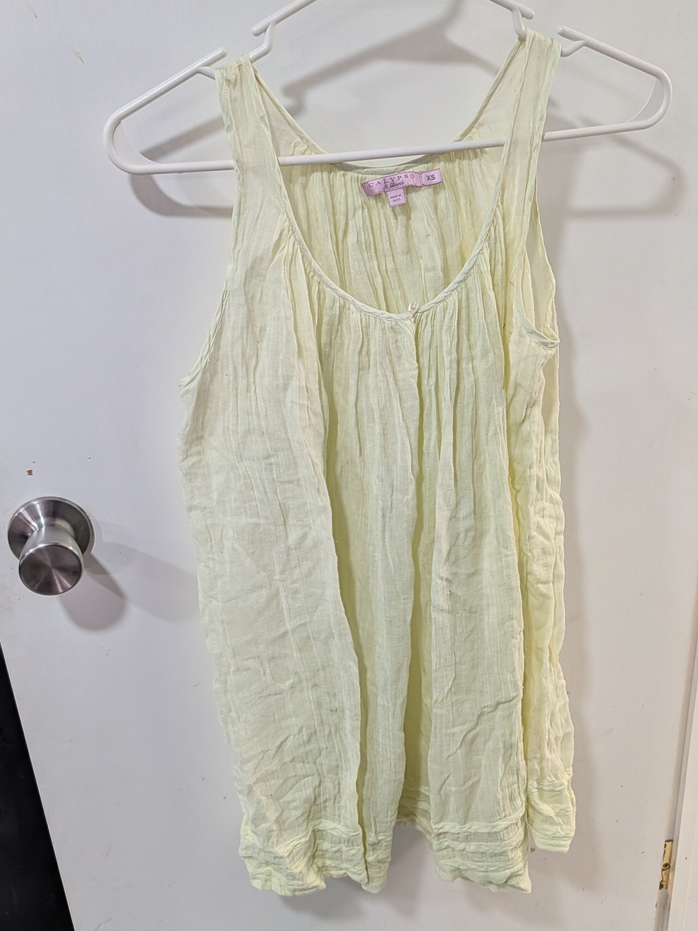 Calypso St. Barth Light Yellow Crinkled Scoop Neck Camisole